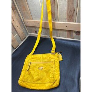 Coach Yellow Crossbody Bag With Signature C Jacquard Design & Adjustable Strap